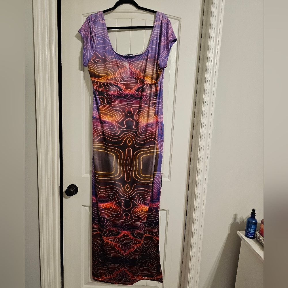 Fashion Nova Multicolor Maxi dress- size 3x- worn once